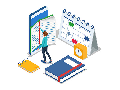 Isometric online education illustration concept. app artwork asset branding character collage concept design dribbble e learning education idea illustration isometric learning school student technology ui vector