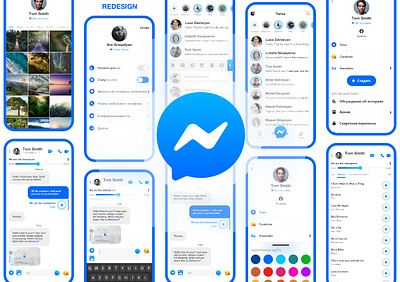 Messenger Redesign app button gradient icons ios13 iphone menu menubar message message app messages messenger mobile mobile ui redesign redesign concept redesigned search setting ui