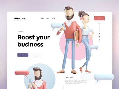 Buzzchat clean design flat responsive uidesign uxdesign website website design