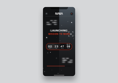 UI Mobile App for NASA countdown timer - Dark interface countdowntimer dailyui dark app dark interface dark mode dark theme dark ui nasa sci fi ui design