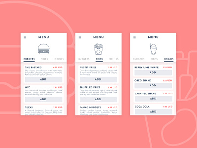 Daily UI :: 043 :: Food Menu 043 100daysofui app challenge daily 100 challenge daily ui dailyui design figma food illustration menu ui