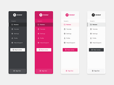 Side Navs for Reviewr app branding clean design logo minimal nav side menu sidebar simple ui ux uxdesign web design