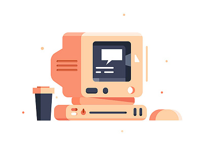 Vintage square computer with drive. art button computer design desktop display electronics hardware illustration information monitor old pc plus retro screen tech technical technology vintage