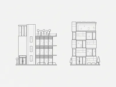 Smart buildings wireframe illustration architecture art direction city creative design geometric house housing illustration line art lines outline outlines plan print real estate residential smart building smart home stroke vector