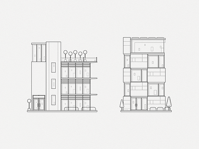 Smart buildings wireframe illustration architecture art direction city creative design geometric house housing illustration line art lines outline outlines plan print real estate residential smart building smart home stroke vector