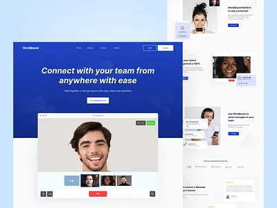 WorkBound Landing Page Design 2 adobe xd design landing page landing page design minimal remote remote work remote working ui ux web web design website design