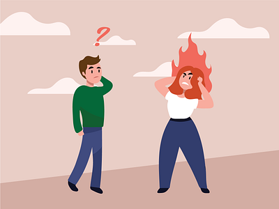 Someone's mad angry art fire illustration minimal pink simple vector