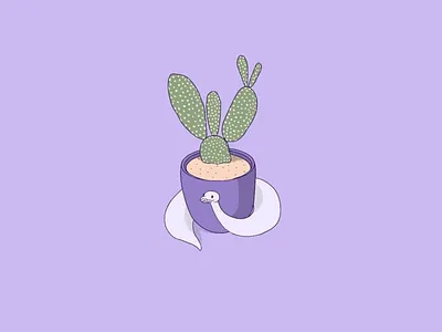 Opal with a cactus cactus cute digitalart procreate purple snake
