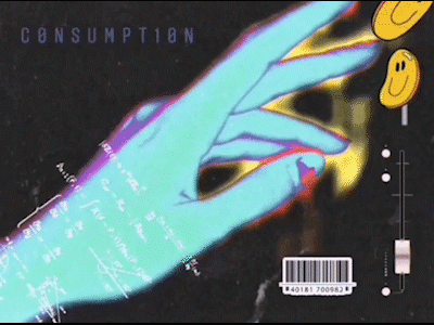 Consumer Society barcode consumerism consumption design desire digital illustration emotions fader futile graphic design hand illustration money motion design pleasure profits smiley systemic vhs