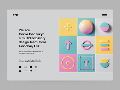 Form Factory 3d 3d art 3d illustration abstract adobe c4d cinema4d clean colors design geometric illustraion octane render ui ui design ux web webdesign website