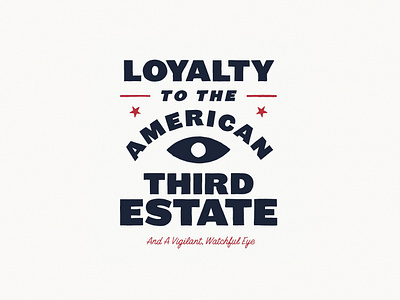 American Third Estate block letters cursive design eye illustration stars typography