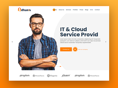 Adhunik - It & Cloud Service banner bootstrap branding clean design cloud code color concept creative css design html it javascript jquery sass service technology ui ux