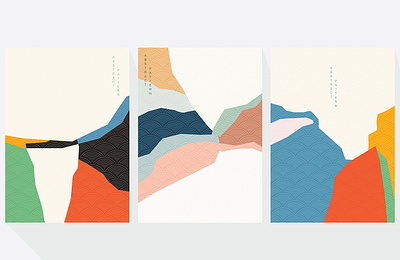 Abstract art background with Japanese wave pattern vector. Geome abstract asian background banner card chinese geometric geometric art graphic illustration japanese modern pattern poster template vector vintage
