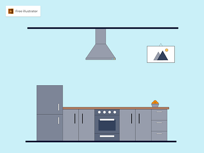 Kitchen Flat Design Illustration - Freebies design flat flat design freebies graphic design icon illustration kitchen vector