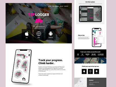 DailyUI#003 Landing Page climbing app daily ui 003 dailyui redesign redesign concept sports toplogger ui