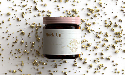 Amber Glass Jar & Box Packaging Mock Up Vol.1 body butter branding cbd face cream glass honey identity medical cannabis nutrients packaging presentation wellbeing