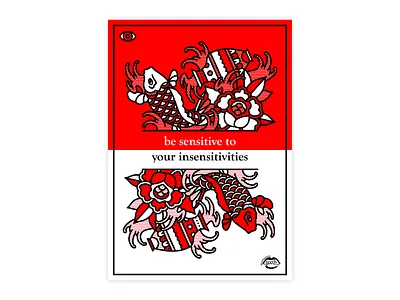 Be Sensitive to Your Insensitivities aquarius collaboration empathy fish halftone illustration mono line monoline pisces pop art sensitive tattoo typography water