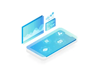 Cryptocurrency artificial intelligence blockchain business digital graphic hologram icon illustration isometric money technology ui user interface vector