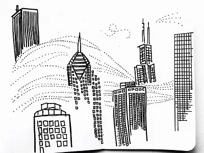 City lights doodle illustration