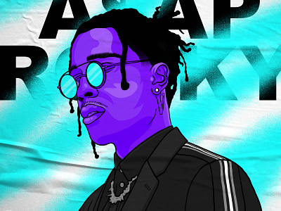 ASAP ROCKY asap rocky blue character character design drawing face hypebeast illustration man paint portrait poster procreate purple rapper spraypaint type typogaphy