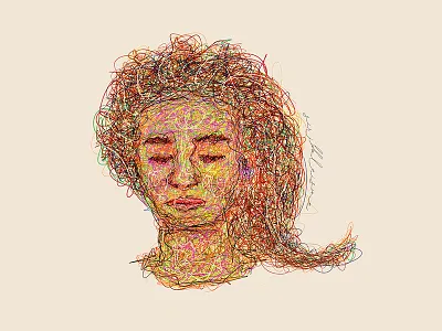 Overthinking digital painting fineart gift girl illustration lineart portrait portrait art portrait painting scribble scribble art scribbles