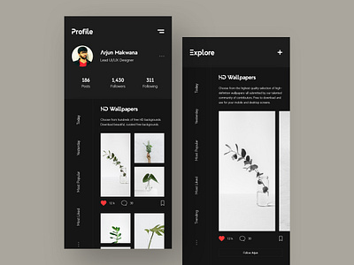 Discover Social Profile android creative design detail page discover explore exploring ios mobile app design mobile application mobile ui design mobile ui kit profile profile design profile page social socialmedia ui kit uiux