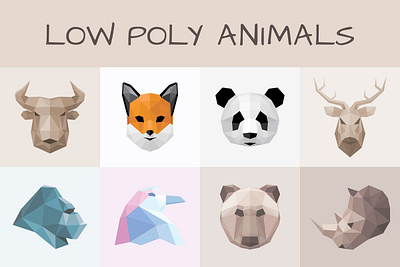 Low Poly Animals Bundle (for sale) animal animal illustration bear branding bull logo deer logo fox logo geometric animals gorilla logo illustration logo low poly low poly animal low poly art low polygon panda logo penquin logo rhino logo vector animals vector garden