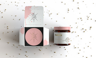 Amber Glass Jar And Box Packaging Mock Up - Vol.2 branding cbd face cream glass honey identity medical cannabis nutrients packaging presentation print design wellbeing
