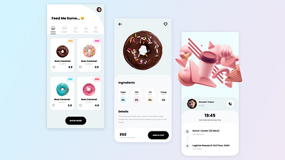 Glacé - A Donut App 3d app branding cards ui color colorful design donut gradient hues iconography minimal sweet ui ui design userinterface vibrant