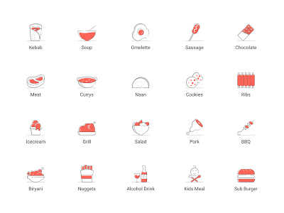 Food app icons vol 2 branding daily art design dribbble flat flat icon flat illustration flat ui flatdesign food icons foodapp icon illustration online ordering practice stroke icon ui uidesign ux vector