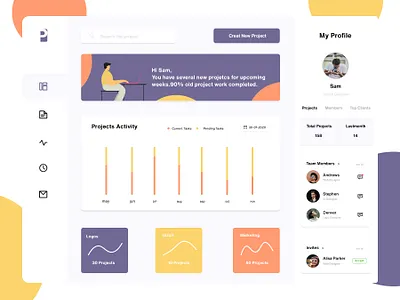 Project Dashboard design illustration ui