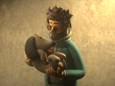 Dog & Love 3d c4d character design dog illustration love person render