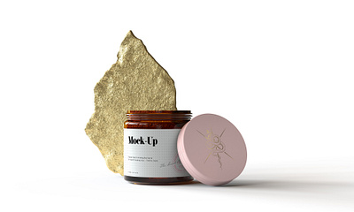Amber Glass Jar And Box Packaging Mock Up - Vol.2 body butter branding cbd face cream glass honey identity medical cannabis nutrients packaging presentation wellbeing
