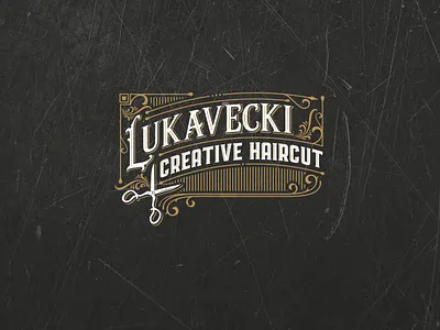 Lukavecki Creative Haircut logo haircut haircuts hairdresser hairstyle vintage vintage font vintage logo