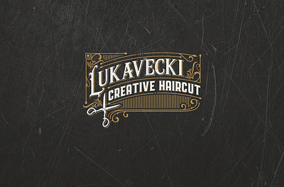 Lukavecki Creative Haircut logo haircut haircuts hairdresser hairstyle vintage vintage font vintage logo