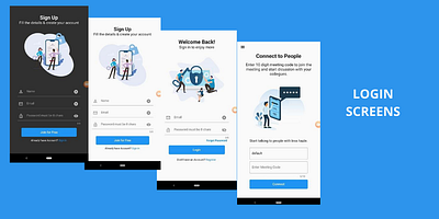 Login Screens - Video Conferencing App app design login design login screen sign up ui design video conferencing