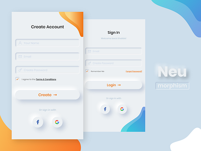 Login & Registration Screens - Neumorphism login login screen neumorphic neumorphic design neumorphism register register screen skeuomorphism soft ui