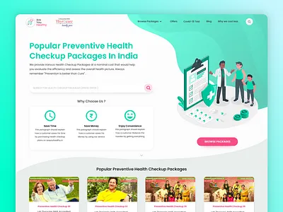 Health Checkup Portal - Landing Page adobexd health app healthcare healthcheckup homepage interface interface design landing page medical app medicare minimal ui minimalist soft ux ui