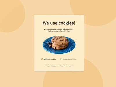 Daily UI_#016_Pop-up / Overlay cookies daily 100 challenge daily ui dailyui dailyui016 dailyui16 dailyuichallenge design popup design popupmessage ui webdesign