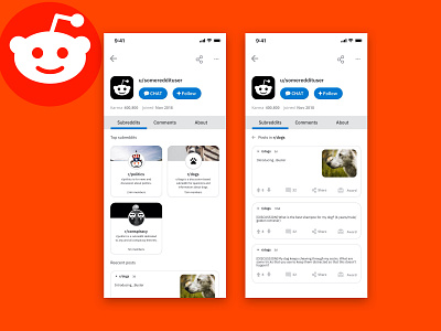 DailyUI#006 Profile Page dailyui dailyui 006 mobile profile page reddit redesign
