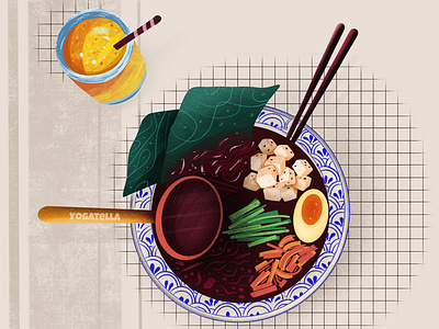 Vegetarian Ramen barcelona design designer drawing food graphic design illustration illustrator marketing menu poster ramen