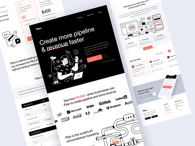 Pipo - Conversational Marketing Landing Exploration design hero illustration homepage illustration landing page ui uidesign uiux web website