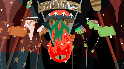 Wizards Witches Retreat Frame 1 adobe animation campcloakwood campfire camping design fire flames graphic graphicdesign graphics illustration illustrationformotion illustrator magical motion vector whimsical witches wizards