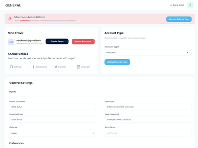 Account Panel account admin design flat management menu panel ui ux