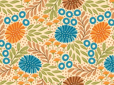 Meadow beige fabric flat design floral pattern repeating pattern seamlesspattern surface pattern surface pattern design textile vector pattern