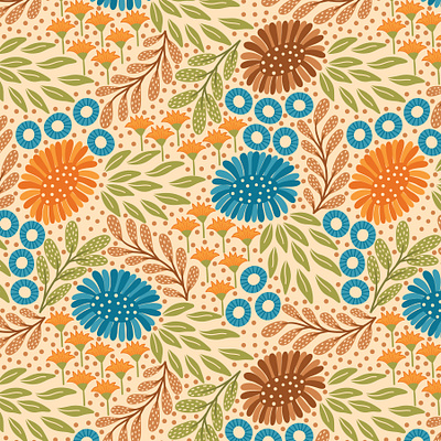 Meadow beige fabric flat design floral pattern repeating pattern seamlesspattern surface pattern surface pattern design textile vector pattern