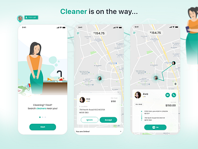 Cleaning Service App best of dribbble illustration ios minimalism mobile app mobile app design mobile ui ui uiux xd xd design