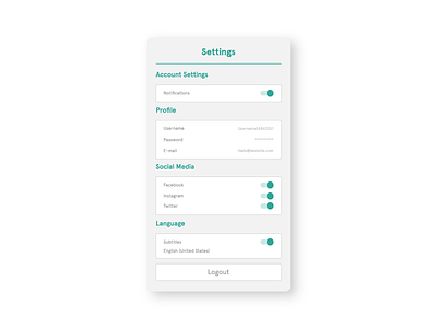 Settings android app app dailyui iosapp settings settings page settings ui ui ux