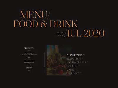 Lavie Restaurant banner concept creative culinary dark mode dark theme dark ui design inspiration ecommerce gallery grid hero header layout minimal minimalist restaurant slide tab typography user interface
