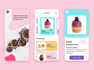 Cake shops mobile app all app branding cake shop cakeapp card cart clean concept creative dribbble gradient images mobile app rijurajan simple typography ui uiux web design